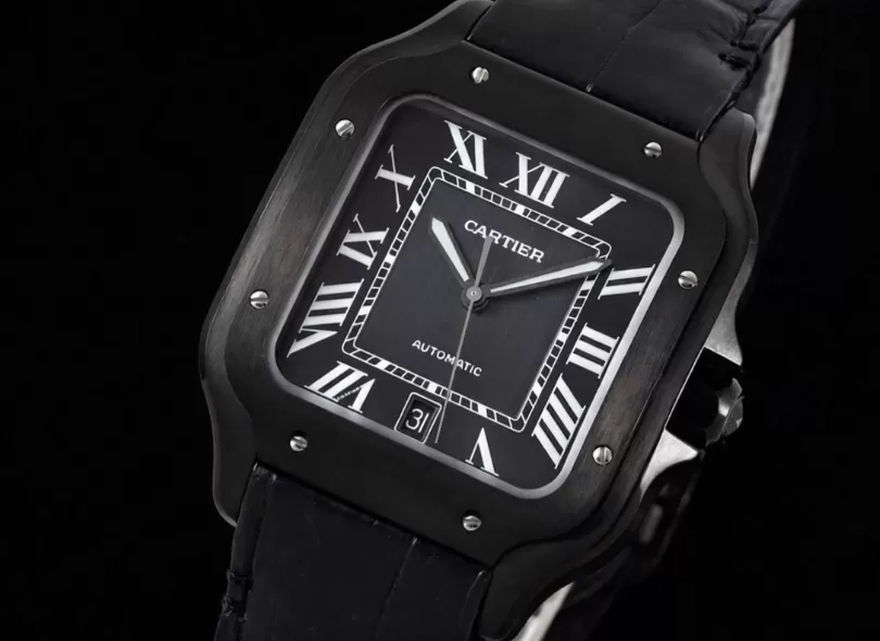 Santos De Cartier Mens XL PVD/LE Black BVF 9019
