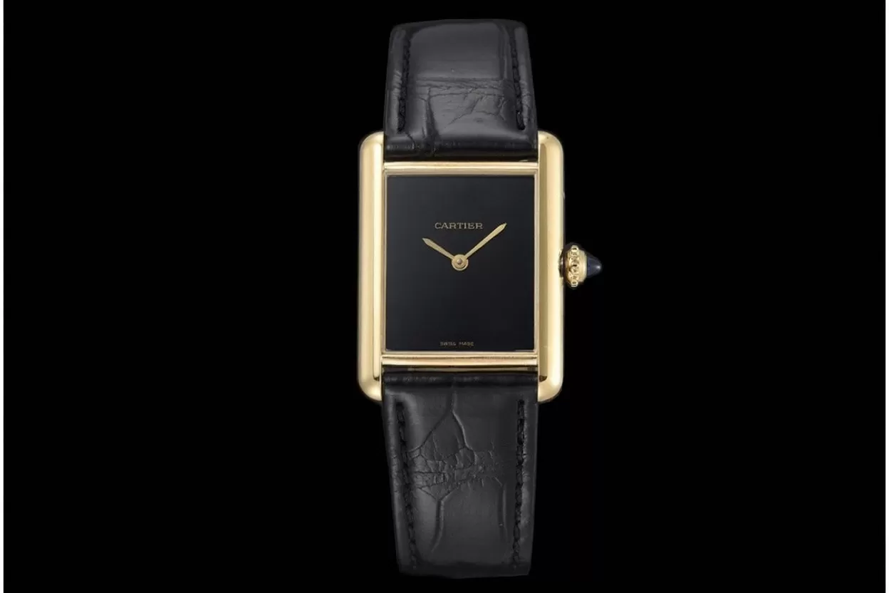 Tank Louis 25.5mm Alligator Leather YG/LE Black Dial DRF Quartz - Image 3