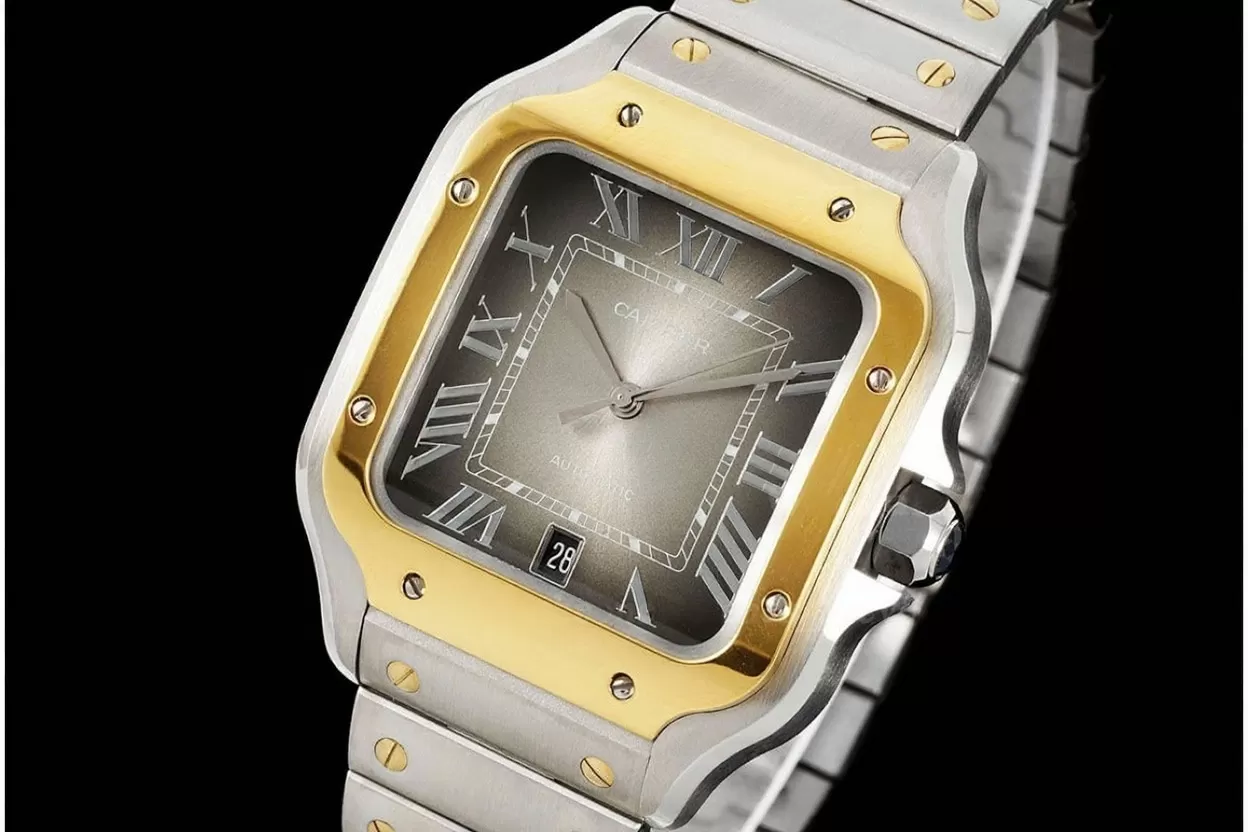 Santos De Cartier 40mm Mens XL YG/SS Grey Dial BVF MY9019