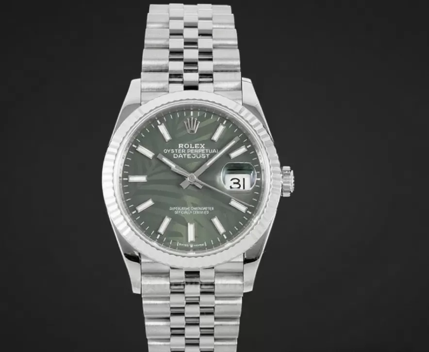 Datejust 126234 36mm Jub SS/SS Palm Motif Green/Stk VSF DD3235
