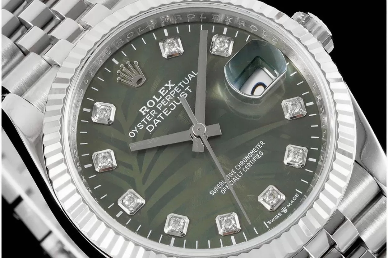 Datejust 126234 36mm Jub SS/SS Palm Motif Green/Dia VSF DD3235 - Image 3