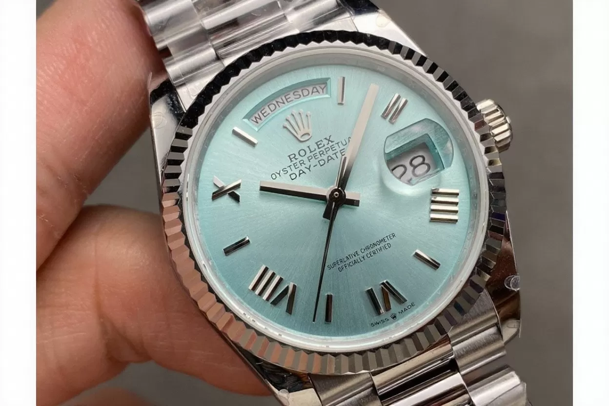 DayDate 128236 36mm SS/SS Ice Blue/Rmn QF V3 VR3255(Gain Weight) - Image 3