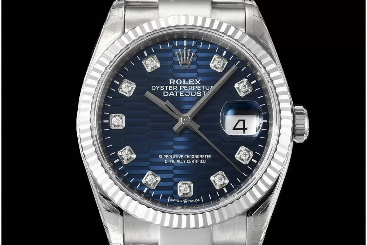 Datejust 126234 36mm Oys SS/SS Blue Textured/Dia VSF DD3235 - Image 2