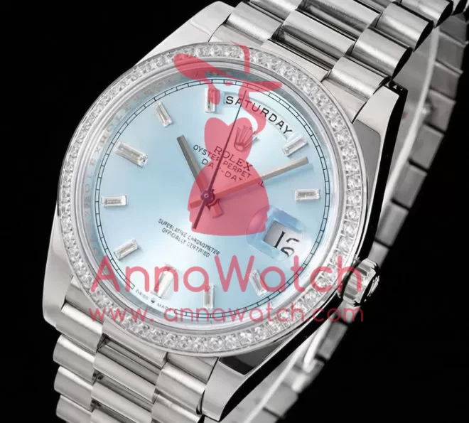 DayDate 228349 40mm Pres SS/SS Ice Blue/Dia GSF A3255 (Tungsten Heavy Version)