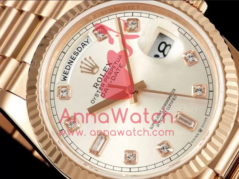 DayDate 128235 36mm RG/RG Silver/Diam QF V3 VR3255(Gain Weight) - Image 3